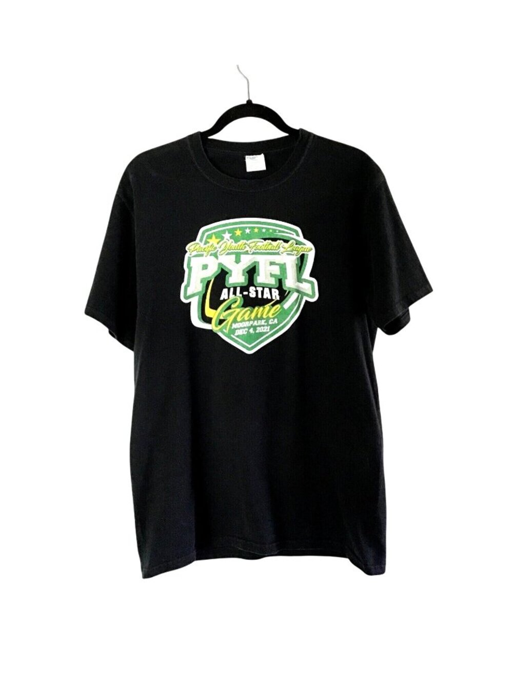 PORT & COMPANY- MENS BLACK FRONT GRAPHIC SHORT SLEEVE COTTON T-SHIRT SIZE MEDIUM